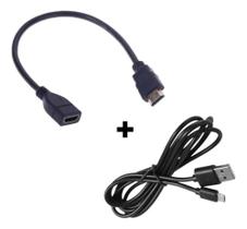 Kit Cabo Carregador Micro USB V8 e Extensor HDMI