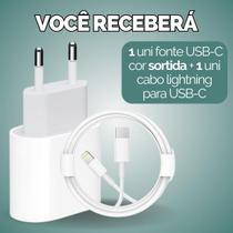 Kit Cabo Carregador Turbo 1 Metro Usb Fonte Usb-C - Escolha Seu Kit Kit Cabo Carregador Turbo 1 Metro Usb Fonte Usb-C - Escolha Seu Kit