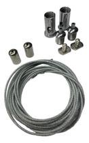 Kit Cabo De Aço Segurança Com Suporte Para Perfil Pendente Iluminação Luminária 1 Metro