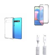 Kit Cabo de dados Samsung Galaxy S10e + Capa + Pelicula De Vidro 3D Kit Cabo de dados Samsung Galaxy S10e + Capa + Pelicula De Vidro 3D