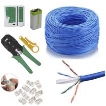 Kit Cabo De Rede Cftv Cat 6 50m Alicate Testador 20 Rj45 9v