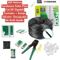 Kit cabo de rede pt 100m furukawa alicate+testador+50rj45+bat 9v Kit cabo de rede pt 100m furukawa alicate+testador+50rj45+bat 9v