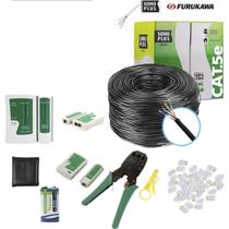 Kit cabo de rede pt 30m furukawa alicate+testador+20rj45+bat 9v