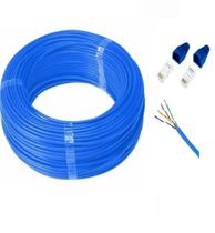 Kit Cabo de Rede rolo c/20 metros / CFTV + 2 conectores rj45 + 2 capinha protetora -- Internet Lan Utp --- Azul