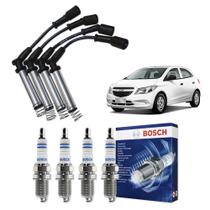 Kit Cabo E Vela de Ingnição Original Bosch Chevrolet Onix 1.0 8V Flex 2012 a 2020