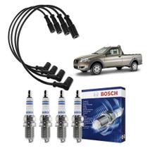 Kit Cabo E Vela de Ingnição Original Bosch Fiat Strada Fire 1.4 MPI 8V Flex 2006 a 2012