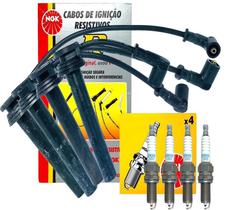 Kit Cabo e Velas de Ignição Resistivos Palio Punto Idea Linea Bravo Etorq 13/.. NGK