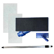 Kit Cabo Extensor 1,4 Metros Alumínio Telescópico + 2 Fibras de Limpeza + SUPORTE LT Limpa Tudo Base Articulada Suporte: