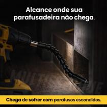 Kit Cabo Extensor Flexível Para Parafusadeira Com Bits e Soquete - 21 Peças