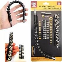 Kit Cabo Extensor Flexível Para Parafusadeira Com Bits e Soquete - 21 Peças