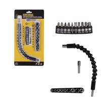 Kit Cabo Extensor Flexível Parafusadeira Bits E Soquete 21