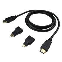 Kit Cabo HDMI 1.5m 3x1 Com Adaptadores Mini X Micro Full HD