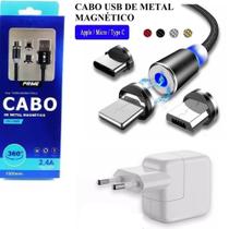 Kit Cabo Magnético De Carregamento Rápido 3 Em 1 + Fonte 10w