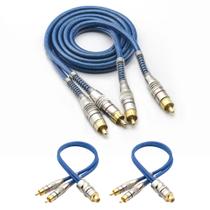 Kit cabo rca 1m prime plug metal 5mm azul + 2 cabo y 1f 2m