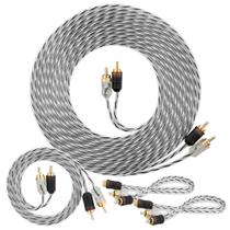 Kit Cabo RCA 5 Metros Taramps Injetado Stereo + 1 Cabo 1 Metro + 2 Cabos Y 1F2M Módulo