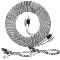 Kit Cabo RCA 5 Metros Taramps Injetado Stereo + 2 Cabos Y 1 Fêmea 2 Machos Módulo Som Automotivo