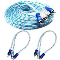Kit Cabo Rca 5m + 2y Dupla Blindagem - Som Automotivo Pro