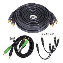 Kit Cabo RCA Borracha 5 Metros Techone + 1 Cabo RCA Borracha1 Metro + 2 Cabo Y Borracha 1 Fêmea 2 Machos Kit Cabo RCA Borracha 5 Metros Techone + 1 Cabo RCA Borracha1 Metro + 2 Cabo Y Borracha 1 Fêmea 2 Machos