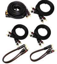 Kit Cabo RCA Injetado 5 Metros mais 3 de 1,5M e 2 Y 2M1F