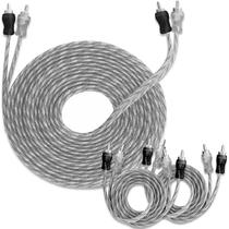 Kit Cabo RCA Injetado Som Automotivo 5 Metros Techone + 2 Cabo RCA Injetado de 1 Metro Techone
