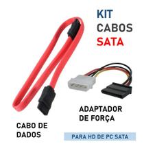 Kit Cabo Sata de Dados e Adaptador de Força - Serial Ata cabo Sata para Hd de Computador