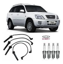 Kit Cabo + Velas Ignição Chery Tiggo 2.0 16v ( Cabo 15cm ) Kit Cabo + Velas Ignição Chery Tiggo 2.0 16v ( Cabo 15cm )