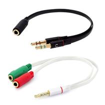Kit Cabos Adaptador de Áudio P2 para Fone de Ouvido Vídeo Game PC Notebook e Computador