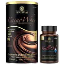 Kit Cacao Whey Protein 450g + Krill Oil 60 Cáps Essential