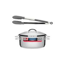 Kit Caçarola Aço Inox Solar 4,7 Litros Pit 1 + Pegador Térmico Moldê Em Silicone 35 Cm - Tramontina