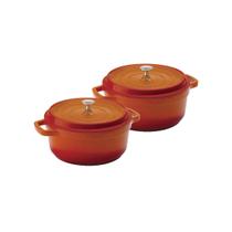 Kit Caçarola Hercules Ceramico Indução Laranja 4,3L + 4,3L