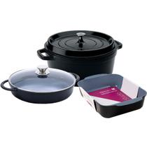 Kit Caçarolas Assadeira Hercules Antiaderente Ceramico Preta Kit Caçarolas Assadeira Hercules Antiaderente Ceramico Preta