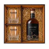 Kit Cachaça Ouro + 2 Copos Vegas+ Caixa Premium Presenteável