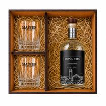 Kit Cachaça Prata + 2 Copos 290ml + caixa Premium Presenteável