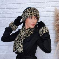 Kit Cachecol Pelucia Luva Touca Soft Macia Puro Charme Frio