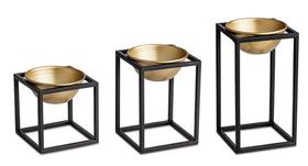 Kit cachepot dourado c/ suporte em metal 3 pçs 10130 mart