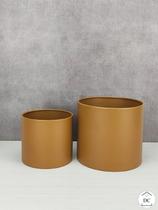 Kit Cachepot Metal Marrom