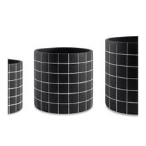 Kit Cachepot Preto Mart Quadriculado em Cimento - 3 peças Kit Cachepot Preto Mart Quadriculado em Cimento - 3 peças
