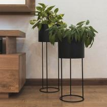 Kit Cachepot Tripé de Chão Viena (Pequeno + Médio) Preto