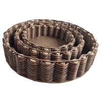 Kit Cachepots 3 Peças Organizadores De Madeira E Fibra Sintética Para Decoração e Armazenamento