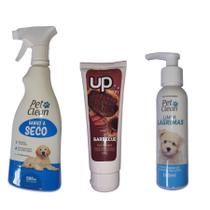 Kit cachorro banho à seco /gel dental /limpador de lágrimas