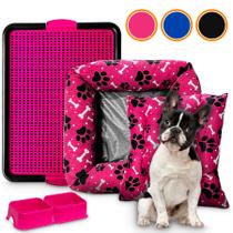 Kit Cachorro Caminha Completa Comedouro Bebedouro Coleira