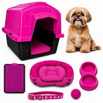 Kit Cachorro Casinha Plástica Completa Comedouro Bebedouro