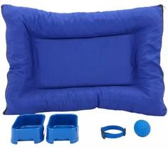 Kit Cachorro Gato Cama Caminha Futon Coleira Brinquedo Comedor Pequeno