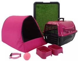 Kit Cachorro Gato Cama Caminha Iglu Transporte Sanitário Grama Sintética Médio