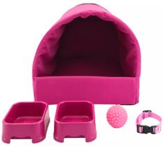 Kit Cachorro Gato Cama Caminha Tunel Coleira Brinquedo Comedor Pequeno