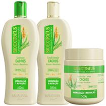 Kit Cachos 1 Shampoo 1 Condicionador 1 Banho 500ml Bio Extratus Kit Cachos 1 Shampoo 1 Condicionador 1 Banho 500ml Bio Extratus