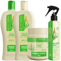 Kit Cachos 1 Shampoo 1 Condicionador 1 Banho 500ml + Spray 300ml Bio Extratus