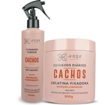 Kit Cachos 1 Shampoo 1 Gelatina 500g 1 Umidificador de Cachos 230ml Voga