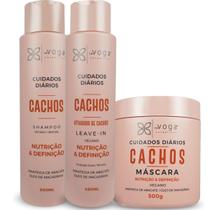 Kit Cachos 1 Shampoo 1 Máscara 500g 1 Ativador de Cachos 480ml Voga