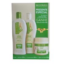 Kit Cachos Bio Extratus Shampoo 500ml + Condicionador 500ml + Banho de Creme 230g